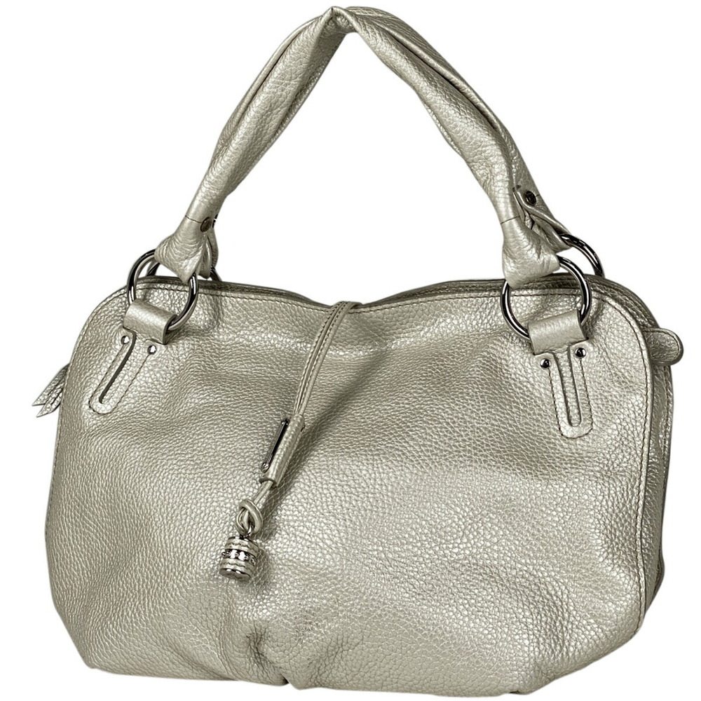 Celine logo shoulder bag handbag leather white